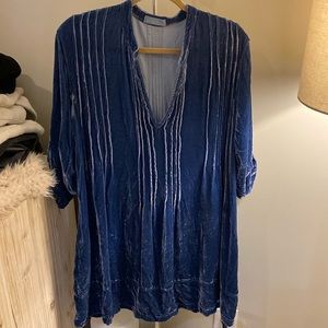 Blue velvet Anthropology tunic dress M/L